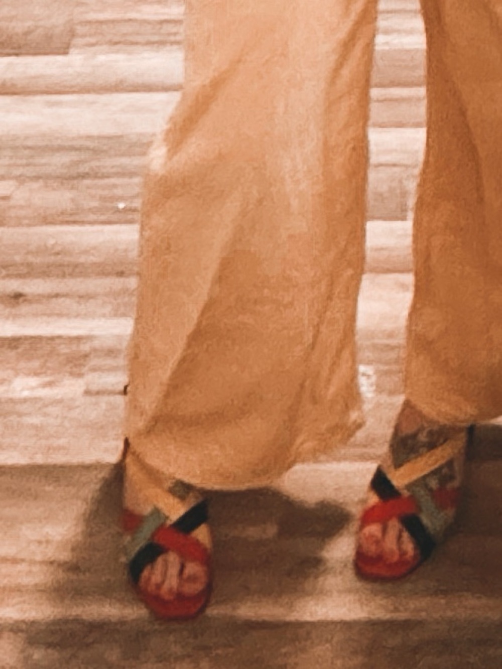 Vintage Leather Multicolour Sandal - 80s 90s Y2K Retro Beach Music Festival - Picture 4 of 4